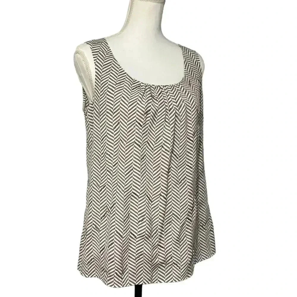 LOFT Size M striped tank top with sequin accents EUC